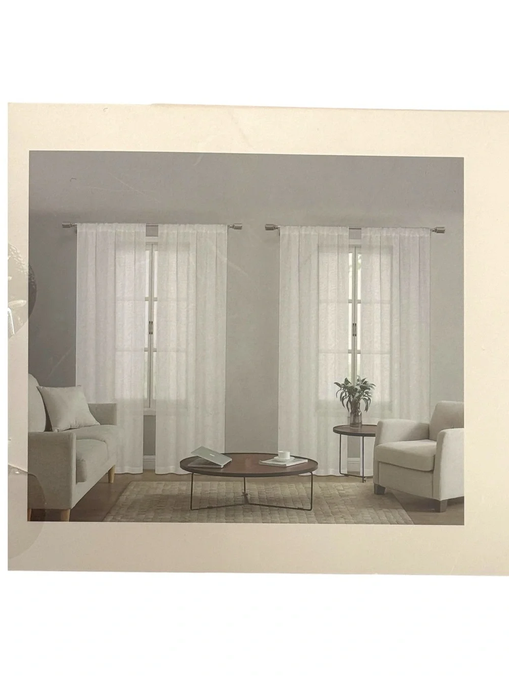 Laura Ashley Solid Texture Pole Top Curtain Panels 4 Pack 38x84 Ivory NIP